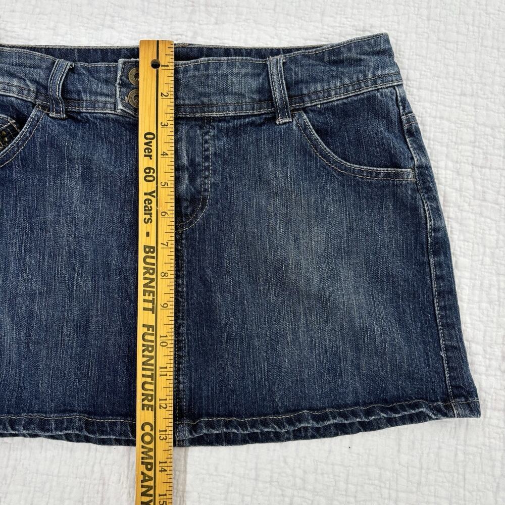 Y2K Smartset Micro Mini Jean Skirt Size 7 Distressed Sexy Grunge Denim Chic - Picture 7 of 7
